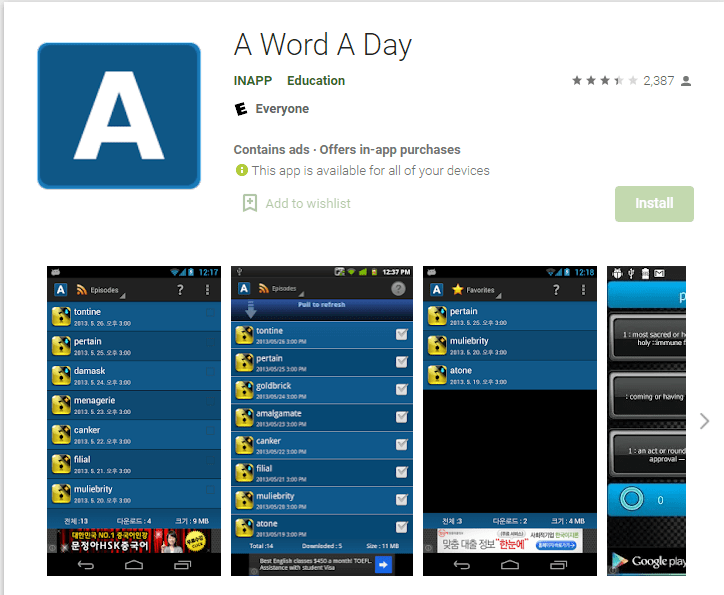 Best Vocabulary Apps - A world A day