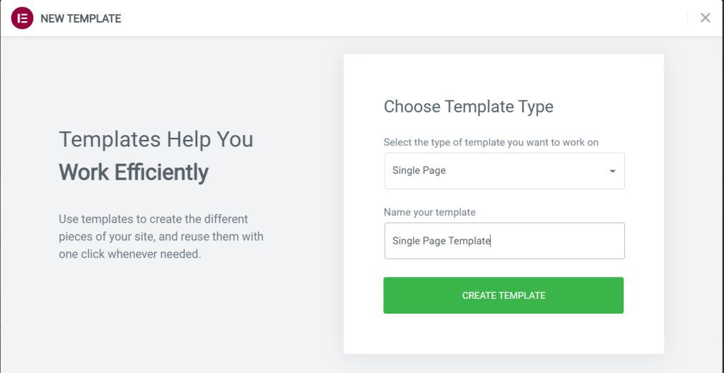 Choose Elementor Template