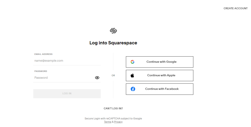 Create a Squarespace account