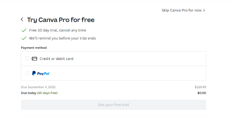 Payment details - Canva Coupon Code