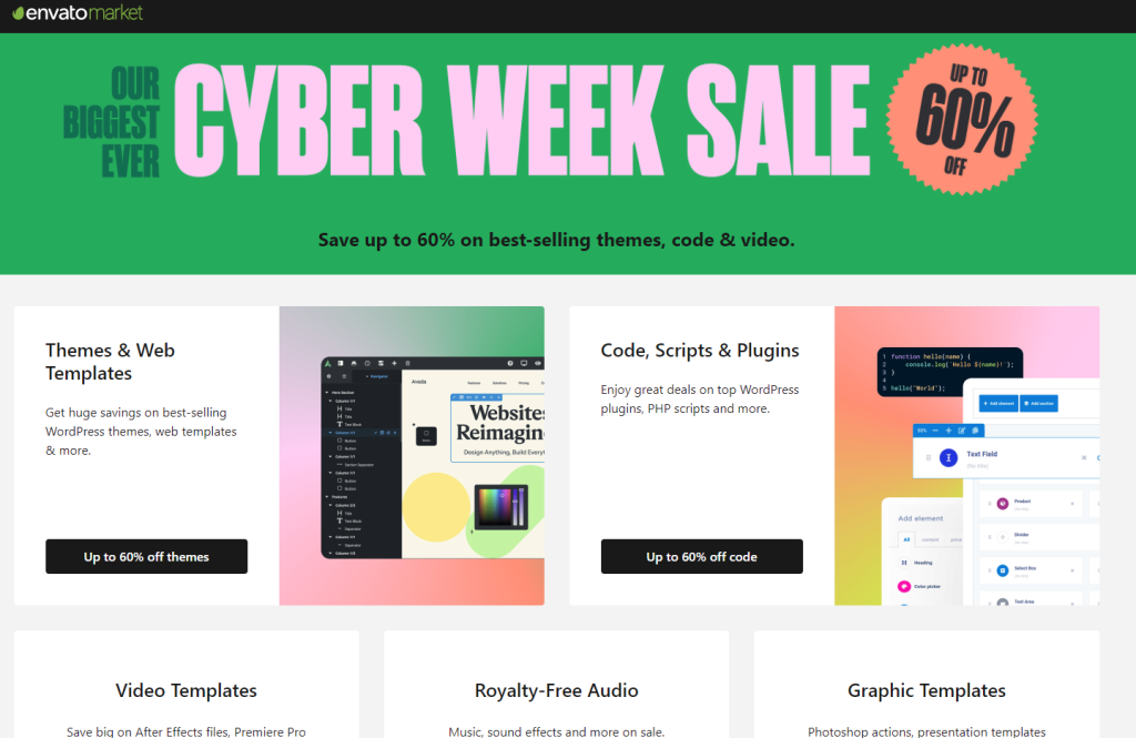 Envato Market Cyber Week Sale