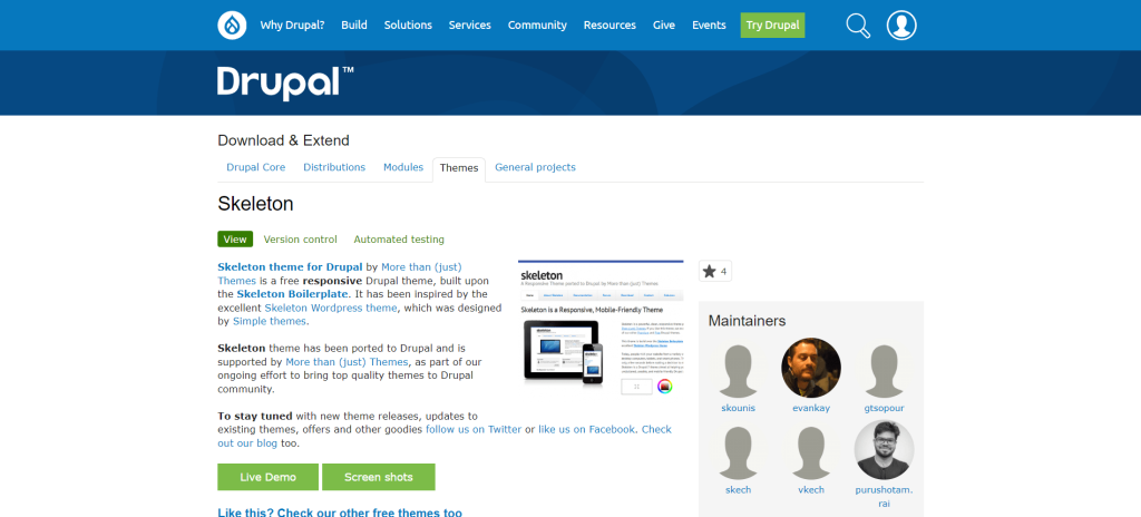 Skeleton - Free Drupal Themes