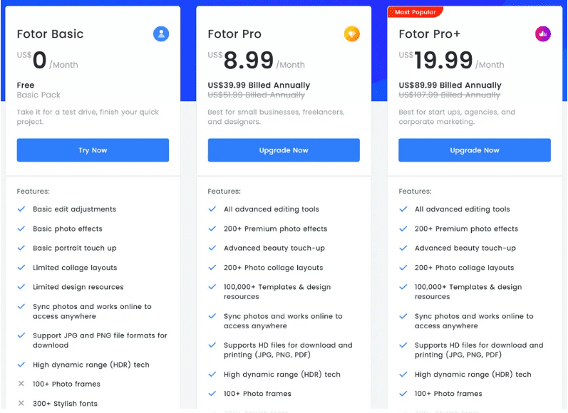 Fotor Pricing - Canva Alternatives