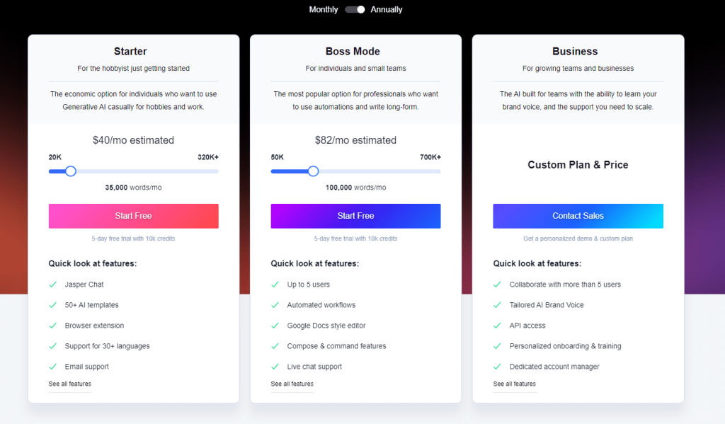 Jasper ai updated pricing