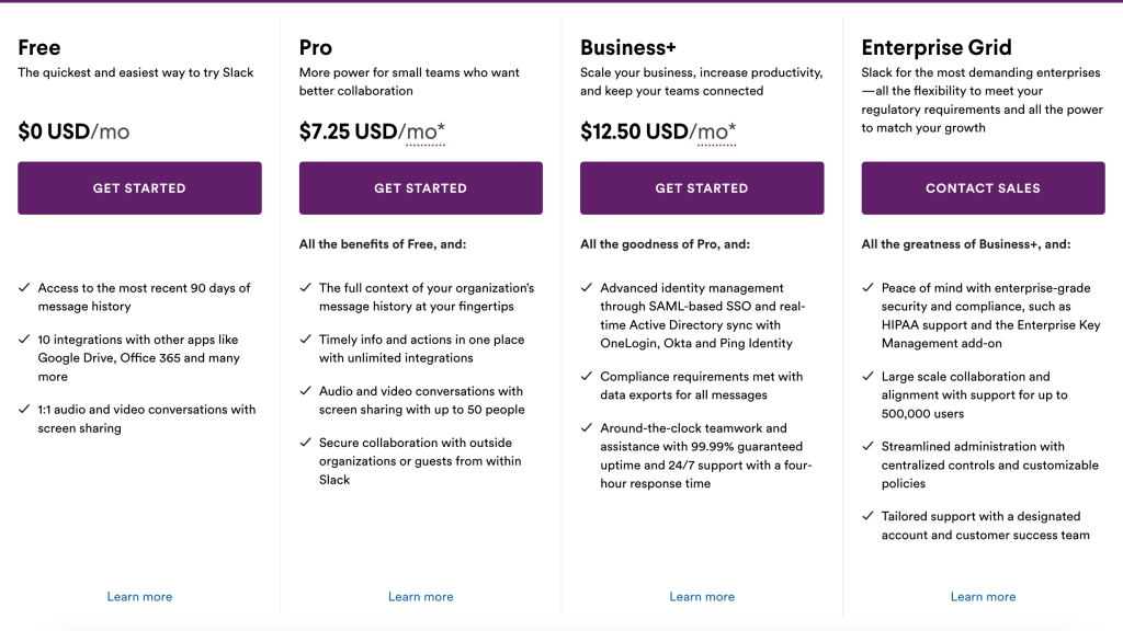 Slack Pricing