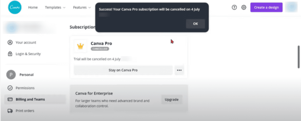 How To Cancel Canva Subscription (Step 8)