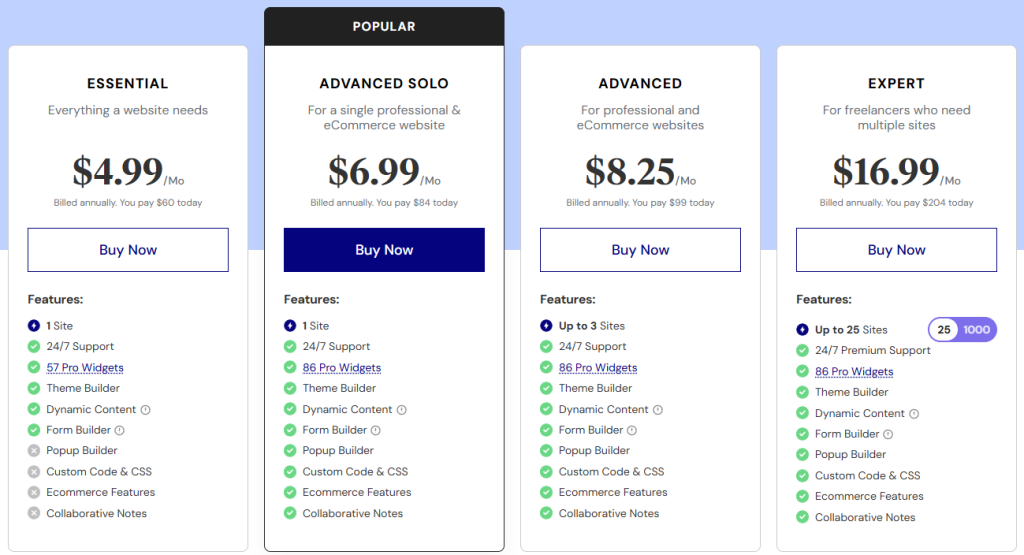 Elementor Pro Pricing